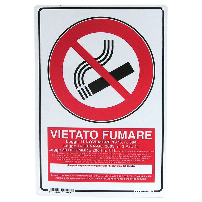 CARTELLO PLAS."VIETATO FUMARE"C/NORM.CM.30X20